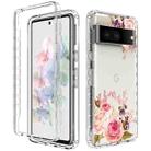 For Google Pixel 7 PC+TPU Transparent Painted Phone Case(Pink Rose) - 1
