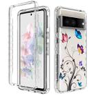 For Google Pixel 7 PC+TPU Transparent Painted Phone Case(Tree Butterflies) - 1