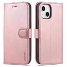 For iPhone 14 AZNS Skin Feel Calf Texture Horizontal Flip Leather Case (Rose Gold) - 1