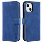 For iPhone 14 AZNS Skin Feel Calf Texture Horizontal Flip Leather Case (Blue) - 1