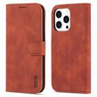 For iPhone 14 Pro AZNS Skin Feel Calf Texture Horizontal Flip Leather Case(Brown) - 1