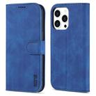 For iPhone 14 Pro AZNS Skin Feel Calf Texture Horizontal Flip Leather Case(Blue) - 1