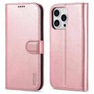 For iPhone 14 Pro Max AZNS Skin Feel Calf Texture Horizontal Flip Leather Case (Rose Gold) - 1