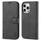For iPhone 14 Pro Max AZNS Skin Feel Calf Texture Horizontal Flip Leather Case (Black) - 1