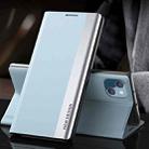 For iPhone 14 Plus Side Electroplated Magnetic Leather Phone Case (Light Blue) - 2