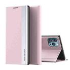 For iPhone 14 Pro Side Electroplated Magnetic Leather Phone Case(Pink) - 1