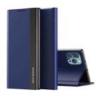For iPhone 14 Pro Max Side Electroplated Magnetic Leather Phone Case (Dark Blue) - 1