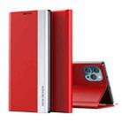 For iPhone 14 Pro Max Side Electroplated Magnetic Leather Phone Case (Red) - 1