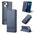 For iPhone 14 AZNS Magnetic Calf Texture Flip Leather Phone Case (Dark Blue) - 1