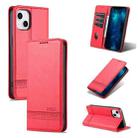 For iPhone 14 Plus AZNS Magnetic Calf Texture Flip Leather Phone Case (Red) - 1