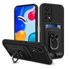 For Xiaomi Redmi Note 11S Ring Kickstand Card Wallet TPU Phone Case(Black) - 1