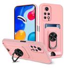 For Xiaomi Redmi Note 11S Ring Kickstand Card Wallet TPU Phone Case(Pink) - 1
