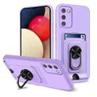 For Samsung Galaxy A02s / A03s Ring Kickstand Card Wallet TPU Phone Case(Purple) - 1