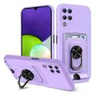 For Samsung Galaxy A22 4G Ring Kickstand Card Wallet TPU Phone Case(Purple) - 1