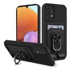 For Samsung Galaxy A32 4G Ring Kickstand Card Wallet TPU Phone Case(Black) - 1