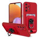 For Samsung Galaxy A32 4G Ring Kickstand Card Wallet TPU Phone Case(Red) - 1