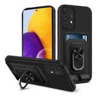 For Samsung Galaxy A72 5G / 4G Ring Kickstand Card Wallet TPU Phone Case(Black) - 1
