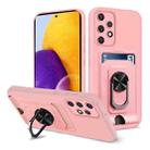 For Samsung Galaxy A72 5G / 4G Ring Kickstand Card Wallet TPU Phone Case(Pink) - 1