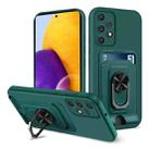 For Samsung Galaxy A72 5G / 4G Ring Kickstand Card Wallet TPU Phone Case(Night Green) - 1
