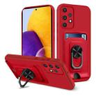 For Samsung Galaxy A72 5G / 4G Ring Kickstand Card Wallet TPU Phone Case(Red) - 1