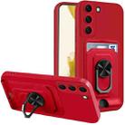 For Samsung Galaxy S22+ 5G Ring Kickstand Card Wallet TPU Phone Case(Red) - 1