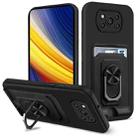 For Xiaomi Poco X3 Pro / X3 NFC Ring Kickstand Card Wallet TPU Phone Case(Black) - 1