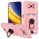 For Xiaomi Poco X3 Pro / X3 NFC Ring Kickstand Card Wallet TPU Phone Case(Pink) - 1