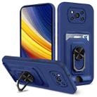 For Xiaomi Poco X3 Pro / X3 NFC Ring Kickstand Card Wallet TPU Phone Case(Blue) - 1