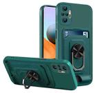 For Xiaomi Redmi Note 10 Pro Ring Kickstand Card Wallet TPU Phone Case(Night Green) - 1