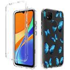 For Xiaomi Redmi 9C PC+TPU Transparent Painted Phone Case(Blue Butterflies) - 1