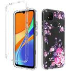 For Xiaomi Redmi 9C PC+TPU Transparent Painted Phone Case(Pink Flower) - 1