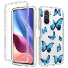 For Xiaomi Redmi K40 PC+TPU Transparent Painted Phone Case(Blue Butterflies) - 1