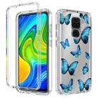 For Xiaomi Redmi Note 9 PC+TPU Transparent Painted Phone Case(Blue Butterflies) - 1