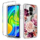 For Xiaomi Redmi Note 9 PC+TPU Transparent Painted Phone Case(Purple Floral) - 1