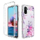 For Xiaomi Redmi Note 10 PC+TPU Transparent Painted Phone Case(Pink Flower) - 1