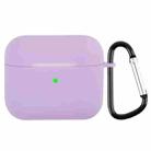 Wireless Earphone Silicone Protective Case with Carabiner For AirPods 3(Light Purple) - 1