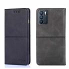 For OPPO Reno6 5G Cow Texture Magnetic Horizontal Flip Leather Phone Case(Black) - 1