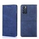 For OPPO Reno6 5G Cow Texture Magnetic Horizontal Flip Leather Phone Case(Blue) - 1