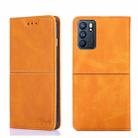 For OPPO Reno6 5G Cow Texture Magnetic Horizontal Flip Leather Phone Case(Light Brown) - 1