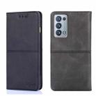 For OPPO Reno6 Pro+ Cow Texture Magnetic Horizontal Flip Leather Phone Case(Black) - 1