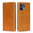 For OPPO Reno8 Cow Texture Magnetic Horizontal Flip Leather Phone Case(Light Brown) - 1