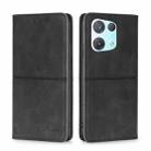 For OPPO Reno8 Pro 5G Cow Texture Magnetic Horizontal Flip Leather Phone Case(Black) - 1