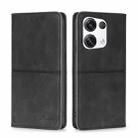 For OPPO Reno8 Pro+ 5G Cow Texture Magnetic Horizontal Flip Leather Phone Case(Black) - 1