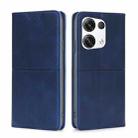 For OPPO Reno8 Pro+ 5G Cow Texture Magnetic Horizontal Flip Leather Phone Case(Blue) - 1