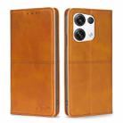 For OPPO Reno8 Pro+ 5G Cow Texture Magnetic Horizontal Flip Leather Phone Case(Light Brown) - 1