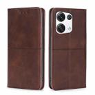 For OPPO Reno8 Pro+ 5G Cow Texture Magnetic Horizontal Flip Leather Phone Case(Dark Brown) - 1