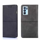 For OPPO Reno6 Pro Cow Texture Magnetic Horizontal Flip Leather Phone Case(Black) - 1