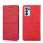 For OPPO Reno6 Pro Cow Texture Magnetic Horizontal Flip Leather Phone Case(Red) - 1