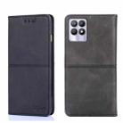 For OPPO Realme 8i Cow Texture Magnetic Horizontal Flip Leather Phone Case(Black) - 1