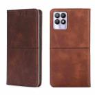 For OPPO Realme 8i Cow Texture Magnetic Horizontal Flip Leather Phone Case(Dark Brown) - 1